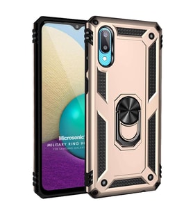 Microsonic Samsung Galaxy A02 Kılıf Military Ring Holder Gold