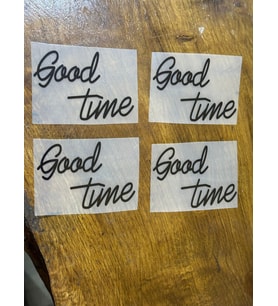 ÜTÜ İLE YAPIŞAN 10X7 CM 4 ADET GOOD TİME (İYİ ZAMAN)YAZILI TRANSFER BASKI ARMA