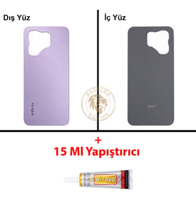 Infinix Hot 50İ Mor Uyumlu Arka Kapak + B7000 Yapıştırıcı Arka Cam Batarya Pil Kapağı Lazer Kesim