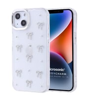 Microsonic Apple iPhone 14 Kılıf PrettyCharm Bow (Gümüş)
