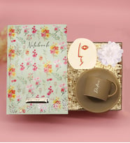 Kişiye Özel Desenli Defter & Kişiye Özel El Yapımı Fincan & Dekoratif Mum & Dekoratif Yüz  Hediye Seti