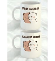 Sevgililer Günü Karı Koca Tasarımlı Karımda Karım Kocamda Kocam Çift 2 li Porselen Kupa Bardak (Beyaz)
