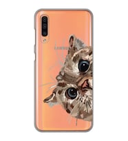 Samsung Galaxy A70 Uyumlu Tatlı Kedi Desenli Şeffaf Telefon Kılıfı
