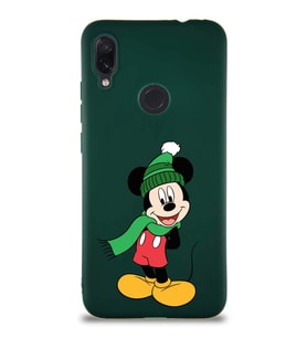 Xiaomi Redmi Note 7 Pro Soft Premier Kapak Mickey Mouse-G Tasarımlı Silikon Kılıf - Yeşil (Şeffaf)