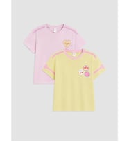 LCW Kids Sarı Baskılı Kız Çocuk Tişört 2'li
