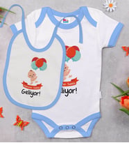 BK Kids Mekanın Sahibi Geliyor Tasarımlı Mavi Bebek Body Zıbın ve Mama Önlüğü Hediye Seti-1