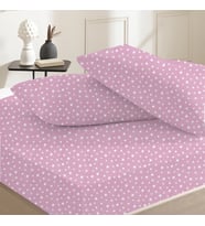 %100 Pamuklu Çift Kişilik Lastikli Çarşaf 180x200+25  50x70 Yastık Kılıfı ( 2 Adet ) (Pembe-Beyaz)