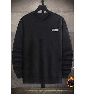 Unisex Acdc Bisiklet Yaka Sweatshirt (Siyah)