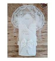 Dantelli Özel Taçlı Bebek Kundağı Unisex Bebek Dış Kundak Battaniyesi Hastane Çıkışı Hediyelik
