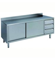 Electrolux Professional Dolaplı Çalışma Tezgahı, Sağda 3'lü Çekmece Bloğu Ve Solda 2 Kayar Kapı, Sırtlı - 2000 Mm NTA2010DXP