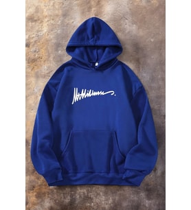 Grafiti imza Baskılı Oversize Sweatshirt (Mavi)