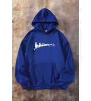 Grafiti imza Baskılı Oversize Sweatshirt (Mavi)