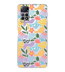 Xiaomi Redmi Note 11 ile Uyumlu 1mm Kapak Memphis Desen Tasarımlı Şeffaf Silikon Kılıf
