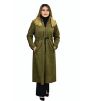 Kadın Kışlık Cepli Fermuarlı Kapüşonlu Süet Kap Tunik BGL-ST03306 (Haki)