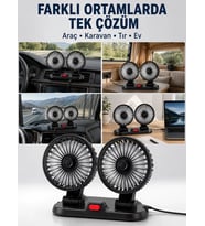 Araç Karavan ve Tır İçin Çift Fanlı Mini Vantilatör