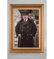 Altın Varaklı Paspartulu Çerçeveli Atatürk Tablo nt910