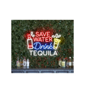 SAVE WATER Drink TEQUILA Yazılı ve Şekilli Neon Tabela