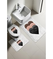 Modern Desenli Dijital Baskı 3’lü Banyo Paspas Takımı Yıkanabilir Kaymaz Tabanlı Klozet Takımı KLZ0001 (Çok Renkli)