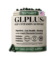 Plus+Ultra GLPLUS+ GLP-1 Companion Gut Supplement Prebiotic Probiotic Postbiotic 60 Capsul.
