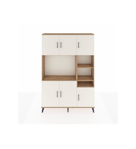 Arges Dolap 10 Raflı 6 Kapaklı 132x30x195 Çam-Aytaşı/Çam