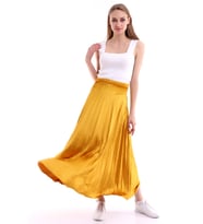 8501408 Kadife Pliseli Etek HARDAL