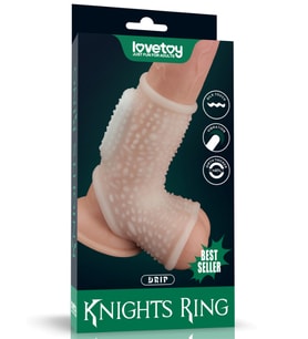 Censan Vibrating Drip Knights Ring with Scrotum Sleeve (Beyaz)