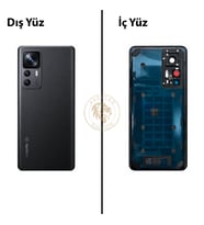 Xiaomi Mi 12T PRO Lensli Siyah Arka Pil Kapağı Batarya Kapağı Lazer Kesim Back Cover