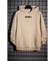 Unisex Nasa Baskılı Sweatshirt (Bej)