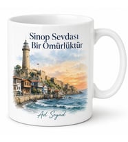 Sinop Memleket Temalı Kişiye Özel Baskılı Kupa Bardak Hediye