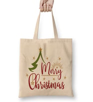 Yılbaşı Yeni Yıl Konseptli Merry Christmas 09 Bez Çanta Uzun Saplı