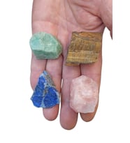 4 Parça Doğal Taş Kaplangözü Lapis Amazonit Pembe Kuvars 10-4
