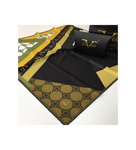 Geometrik Desen Black Seri Twill Eşarp Eşarp Askısı ile Birlikte 90x90 cm Vizon 