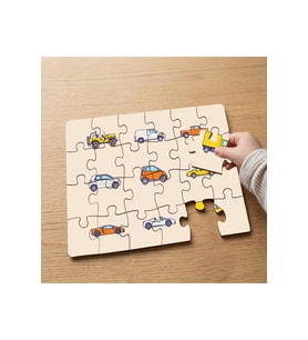Nesne Kavramı - Arabalar Tasarımlı 24 Parça Ahşap Çocuk Puzzle MPK1181