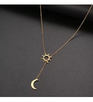 Kişiye Özel 925 Ayar Gümüş İç İçe Güneş ve Ay Kolye (Gold)