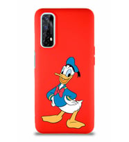 Realme 7 Soft Premier Kapak Donald Duck-C Tasarımlı Silikon Kılıf - Kırmızı (Şeffaf)