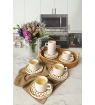 Keramika Worn Gold Stackable Çay Takımı 12 Parça 6 Kişilik 22968-23057