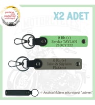 Motorcu Dostlara Hediyelik İsim Plaka, 0 + Kan Grubu Yazılı x2 Anahtarlık, Kül Gri-F Yeşil-Laci (Çok Renkli)