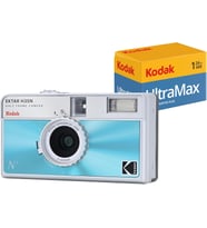 35mm Filmli Analog Fotoğraf Makinesi- Sırlı Mavi+Ultramax 24 Poz Film