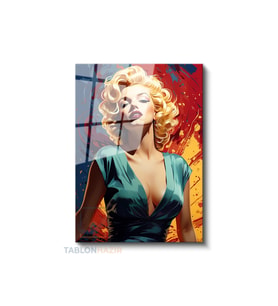 Dikey Cam Tablo Salon Duvar Tablosu Dikey Cam Mariliyn13 Yeni Ev Hediyesi Ofis Tablosu