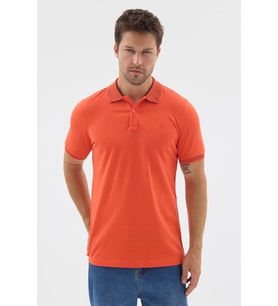 Turuncu Polo Yaka Pike Kısa Kol Slim Fit %100 Pamuk Tişört 1011260171