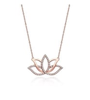 Gümüş Rose Lotus Çiçeği Kolye