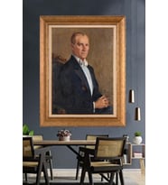 Altın Varaklı Çerçeveli Paspartulu Atatürk Tablo nh318 (Gold)