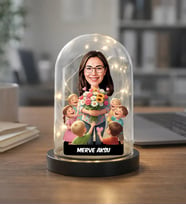 BK Gift Kişiye Özel Kadın Öğretmen Tasarımlı Karikatür Led Işıklı Cam Fanus Biblo -1, Öğretmene Hediye, Öğretmenler Günü Hediyesi