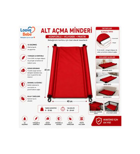BEBEK ALT AÇMA MİNDERİ BAKIM ÖRTÜSÜ SİLENEBİLİR KOLAY KULLANIM 65 X40 CM — Bordo