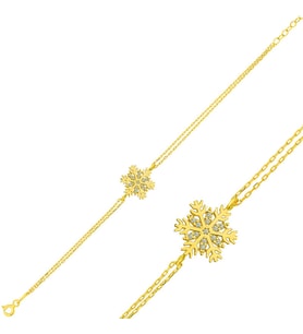 925 Ayar Gümüş Gold Kar Tanesi Bileklik