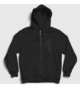 Presmono Unisex Siyah Rainbow Pilot Airplane Uçak Fermuarlı Kapüşonlu Sweatshirt 410840tt