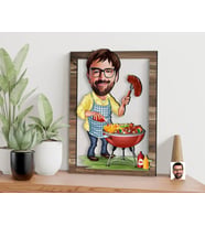 BK Gift Kişiye Özel Barbekü Karikatürlü 3D Ahşap Tablo, Sevgiliye Hediye, Arkadaşa Hediye, Yıl Dönümü Hediyesi, Doğum Günü Hediyesi-1