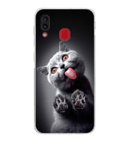 PrintiFy Samsung Galaxy A30 ile Uyumlu Kedi 2 Kamera Korumalı Şeffaf Kılıf