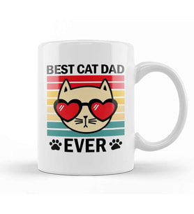 Best Cat Dad Ever Retro Design for Cats Lover Dads Aşk Kedi Kupa Bardak Porselen
