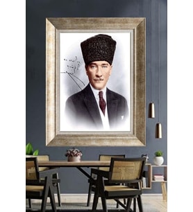 Gümüş Çerçeveli Atatürk Tablo za313